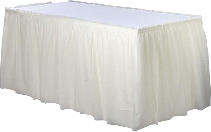 Plastic Table Skirt - 29"x 168" | Vanilla Cream