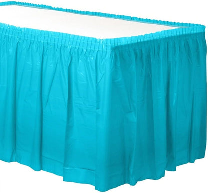 Plastic Table Skirt - 29"x 168" | Caribbean Blue