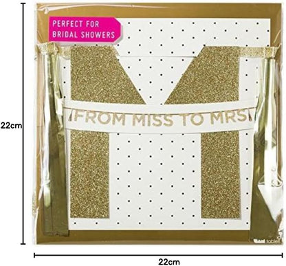 Talking Tables 'From Miss to Mrs' Glitter Banner Party Decorations, 3M, Gold, 1 x 22 x 22 cm