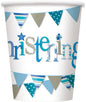 Blue Bunting Christening Paper Cups (9oz) Pack of 8
