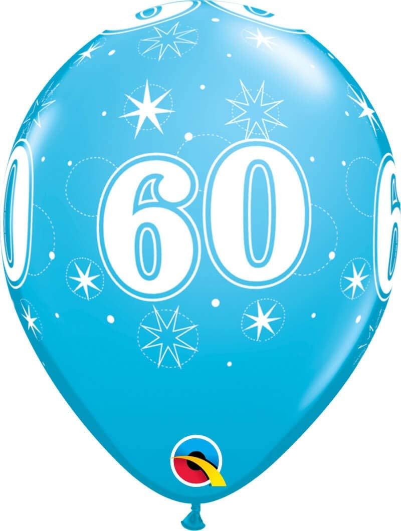 Qualatex Sparkling 60th Robin's Egg Blue 11" All Round Printed Latex Balloons 25Pc/Bag