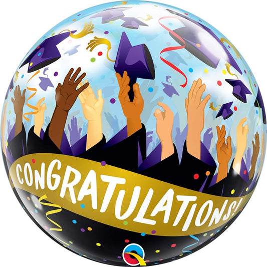Qualatex Congratulations Grad Caps 22"/56cm Bubble Balloon