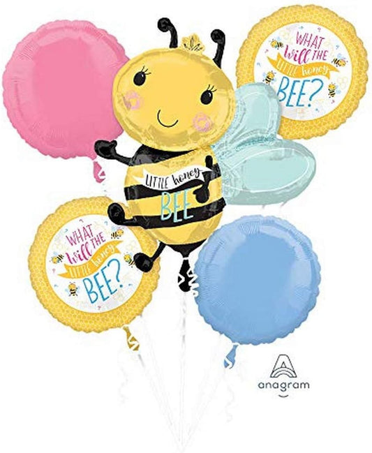 Anagram What Will it Bee 5pc Bouquet with 30" Foil Balloon