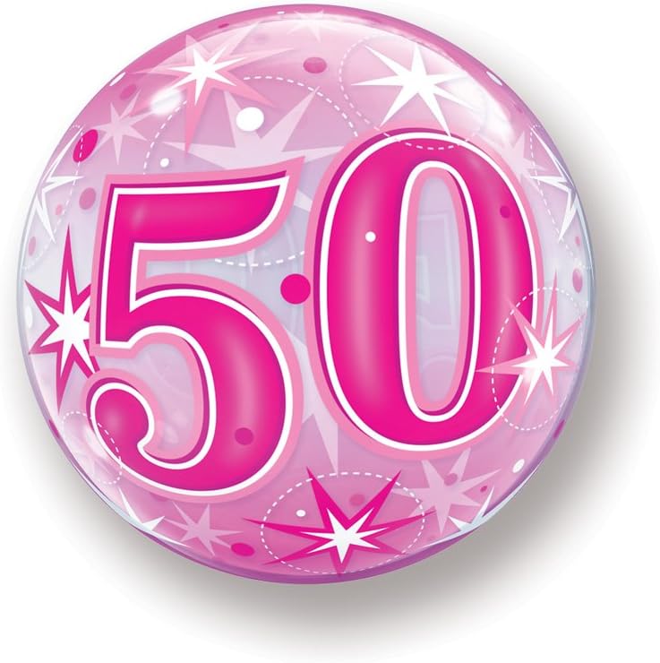 Starburst Sparkle 50th Pink 22"/56cm Bubble Balloon