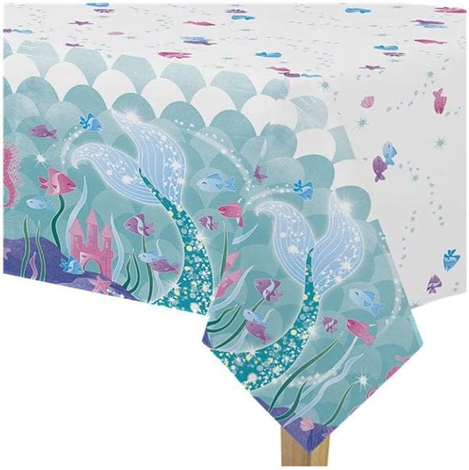 Magical Mermaid Multicolour Rectangular Plastic Table Cover (137cm x 213cm)