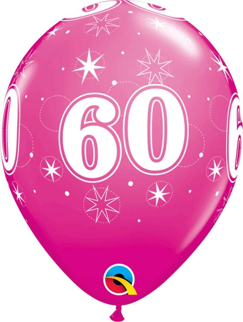 Qualatex Age 60 Sparkle Wild Berry 11" Latex Balloons 25Pc/Bag