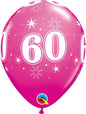 Qualatex Age 60 Sparkle Wild Berry 11" Latex Balloons 25Pc/Bag