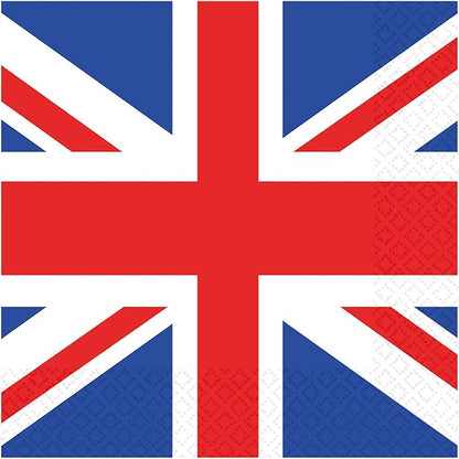 Union Jack Paper Napkins 33cm x 33cm Pack of 16