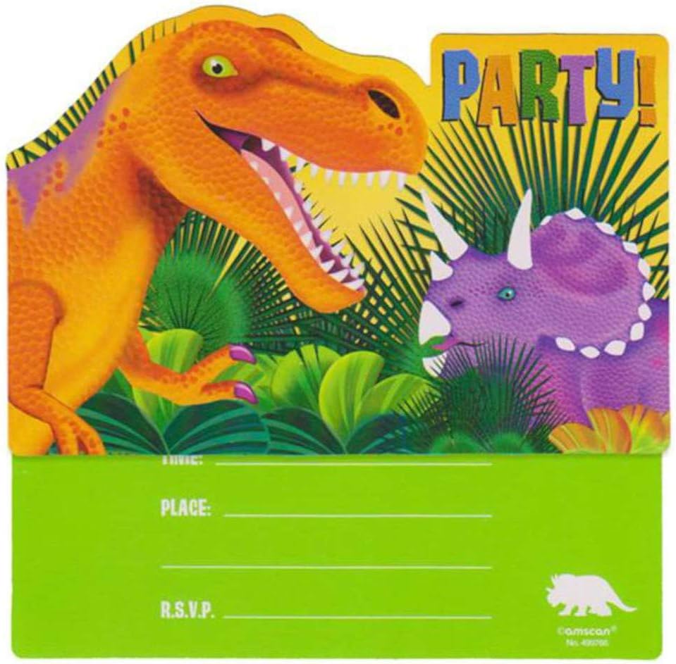 Prehistoric Dinosaurs Postcard Invites with Envelopes 8pc