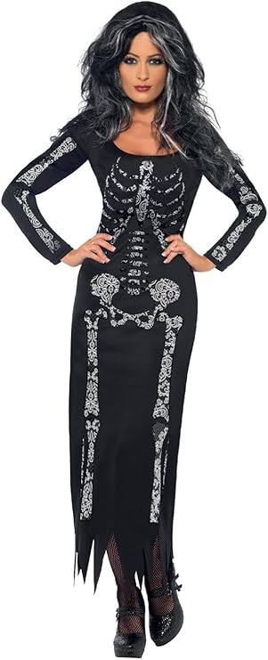 Smiffys Adult Skeleton Tube Dress Costume Dress