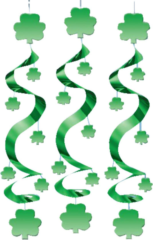 Amscan Shamrock St Patrick's Day Swirl Decoration 3pc