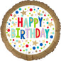 Anagram Happy Birthday Satin Gold Marquee Dots 18" Foil Balloon