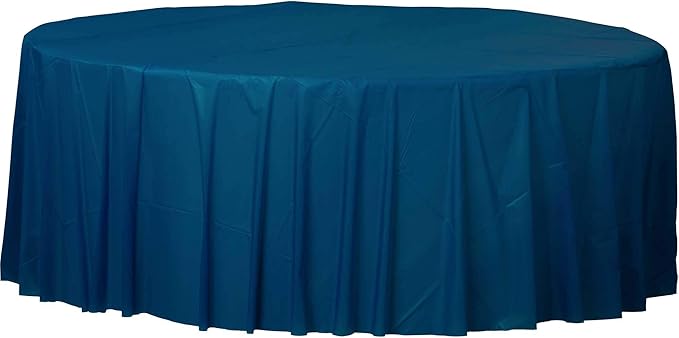 Round Plastic Table Cover 84"/213cm | Navy Flag Blue
