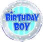 Unique Birthday Boy Blue Striped 18" Foil Balloon