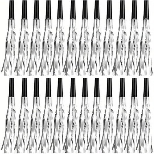 Party Noisemakers Silver Metallic Fringe Party Blowers 24pcs