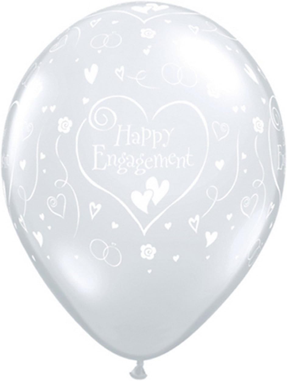 Qualatex Engagement Hearts All Round Diamond Clear 11" Latex Balloons 50Pc/Bag