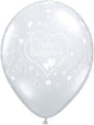 Qualatex Engagement Hearts All Round Diamond Clear 11" Latex Balloons 50Pc/Bag