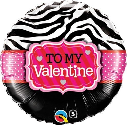 Qualatex To My Valentine Zebra Stripes 18" Round Foil Balloon