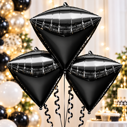 Anagram 15" x 17" Black Diamondz Foil Balloons – Pack of 3