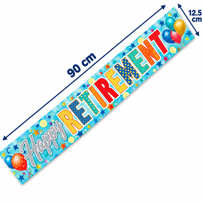 Happy Retirement Banner 270cm x 12.5cm – Banner repeats 3 times
