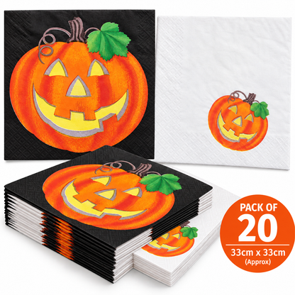 Halloween Pumpkin Double Sided Paper Napkins 33cm – Pack of 20
