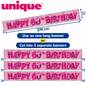 Happy 60th Birthday Pink Holographic Banner – 2.74m – Cut into 3 Banners