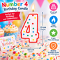 Number 4 Birthday Candle Red / Polka Dot 13cm