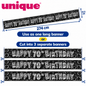 Happy 70th Birthday Banner – Black & Silver Glitz – 2.74m – Cut into 3 Banners