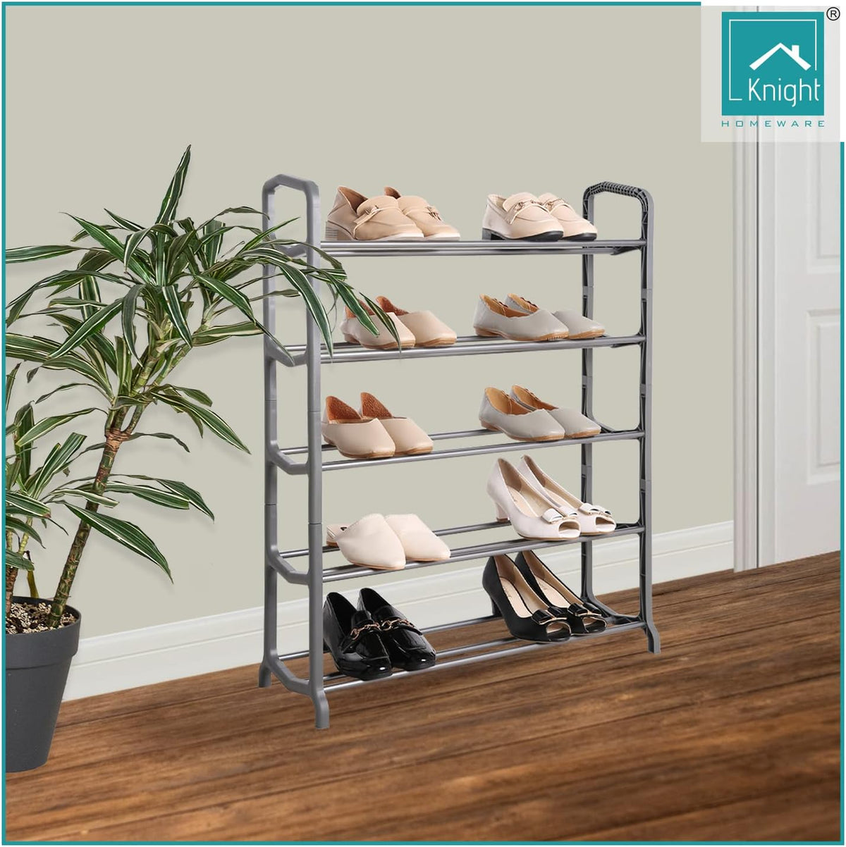 5 Tier Shoe Rack – Holds 15–20 Pairs – Compact Shoe Storage Organiser 66 x 23 x 83cm