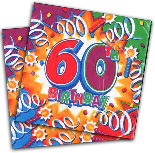 Luncheon Napkins 60th Birthday Explosion 16ct
