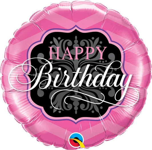 Qualatex Pink and Black Elegant 18" Foil Balloon
