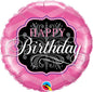 Qualatex Pink and Black Elegant 18" Foil Balloon