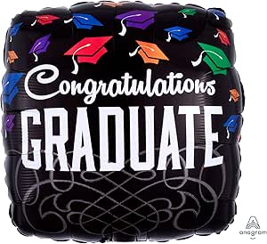 Black Congratulations Graduate 17" Square Foil Balloon