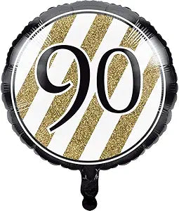 90 Black and Gold Glitter 17-inch Foil Balloon