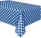 Rectangle Plastic Table Cover 54" x 108" | Blue Polka Dot