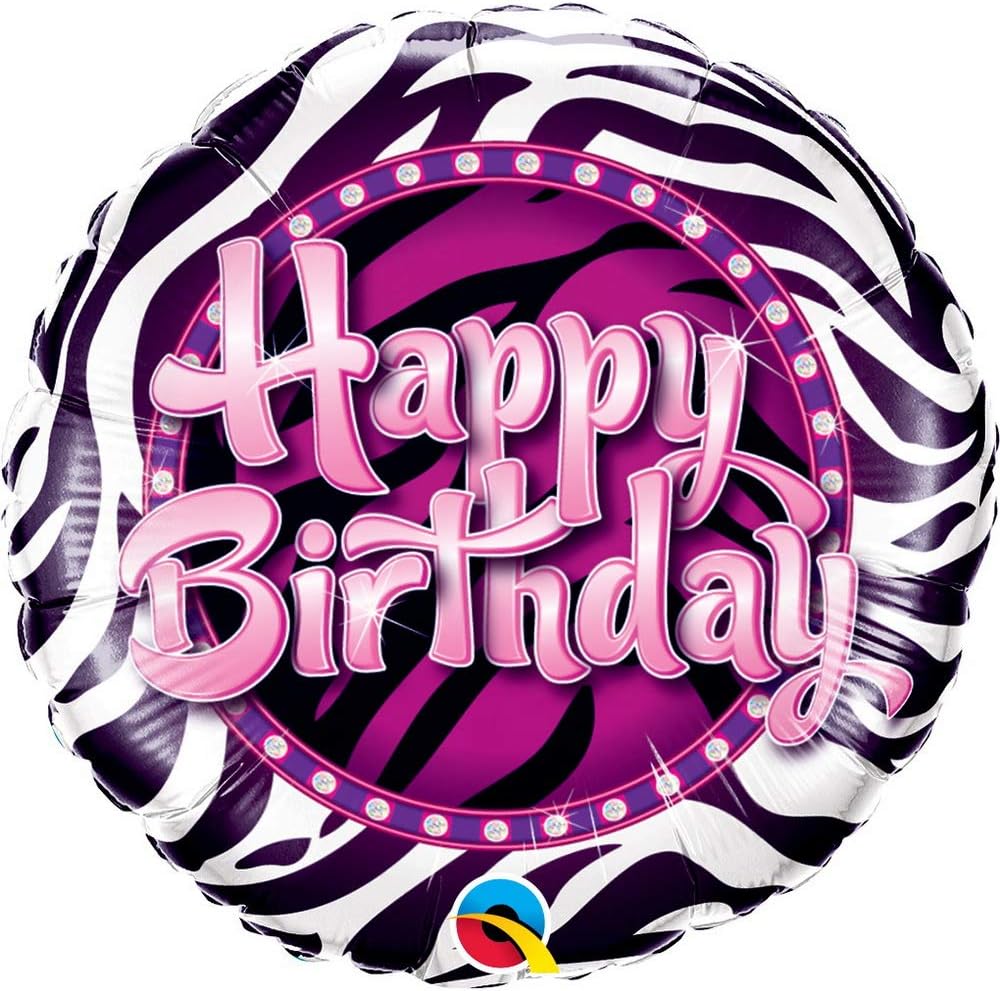 Qualatex Zebra Print Happy Birthday 18" Foil Balloon