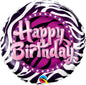 Qualatex Zebra Print Happy Birthday 18" Foil Balloon