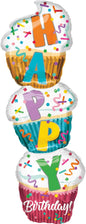 Anagram Stacked Cupcake Supershape 41" Foil Balloon