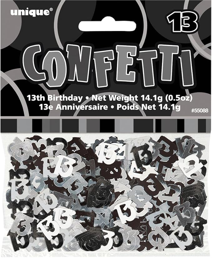 Black & Silver 13th Birthday Confetti 14g