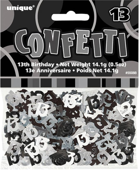 Black & Silver 13th Birthday Confetti 14g