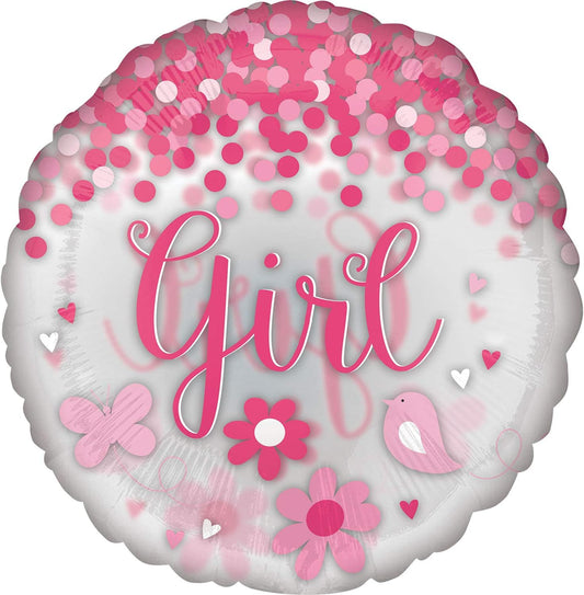Anagram SeeThru Baby Girl Pink 28" Foil Balloon