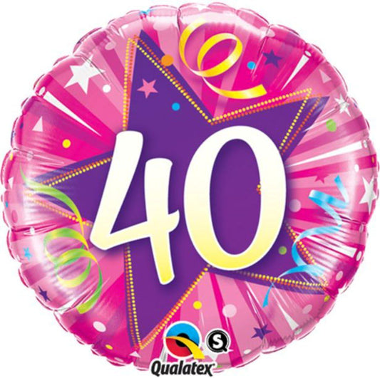 Qualatex shining Star 40 Hot Pink 18" Foil Balloon