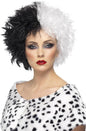 Smiffys Evil Madame Wig, Black & White Short, Curly, Icons & Idols Fancy Dress, Adult Dress Up Wigs Halloween