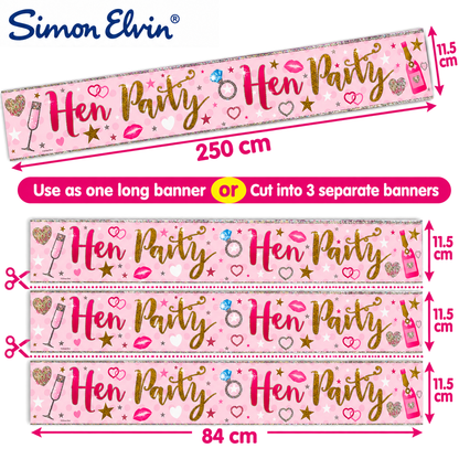 Hen Party Banner 2.5m x 11.5cm – Cut into 3 Party Banners