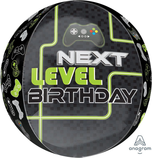 Level Up Birthday Round Orbz XL 15" / 38cm Balloon
