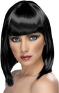 Smiffys Glam Wig, Black Short, Blunt with Fringe, Ladies Glamour Wigs Fancy Dress, Adult Dress Up Wigs Halloween