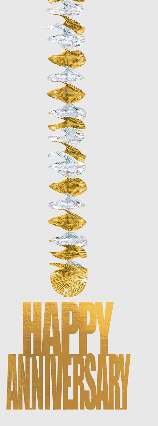 Happy Anniversary Dangling Cut-outs Foil Decorations Gold