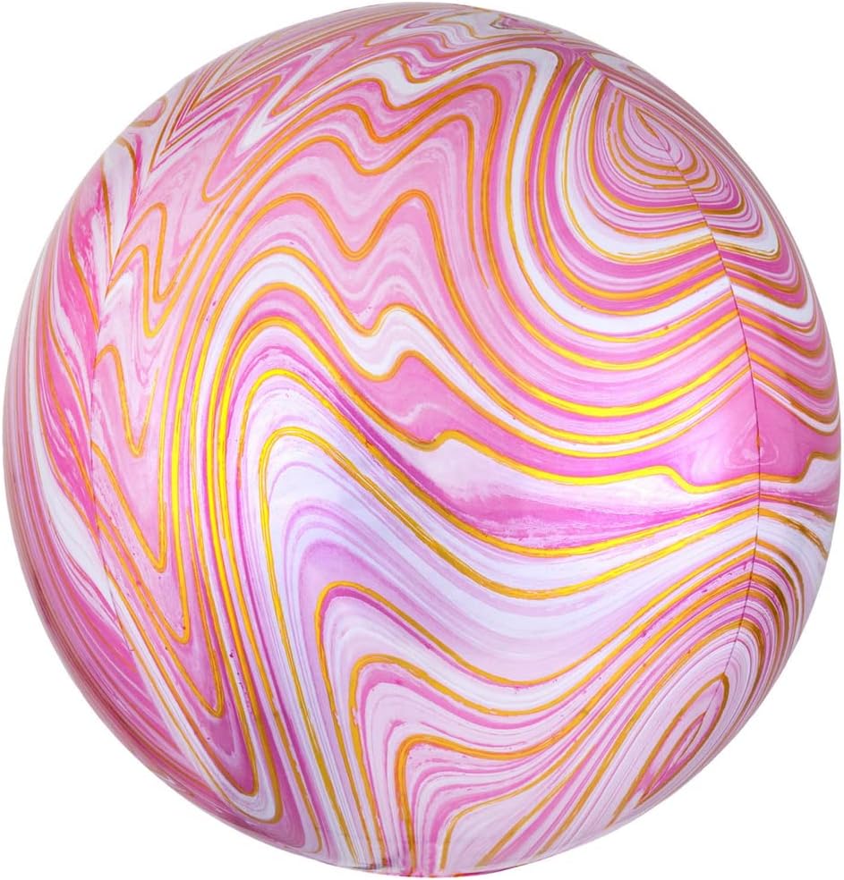 Pink Marblez Round Orbz XL 15" / 38cm Balloon