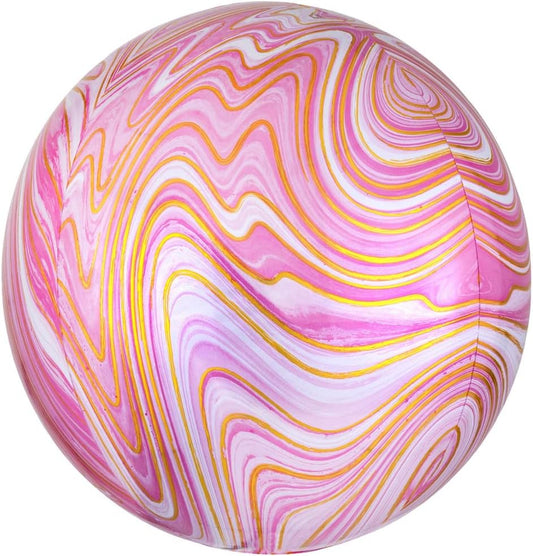 Pink Marblez Round Orbz XL 15" / 38cm Balloon