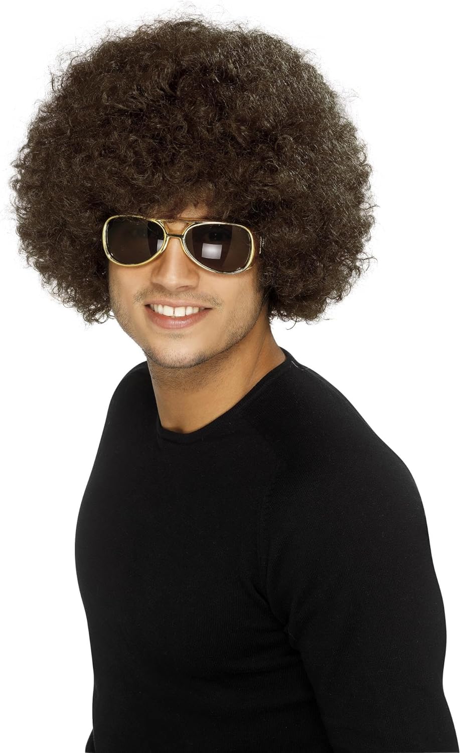 Smiffys 70's Funky Afro Wig - Brown(Size: One size)